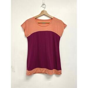 Ibex Weightless Merino Wool Colorblock Cap Sleeve Hiking Breathable Tee - Small